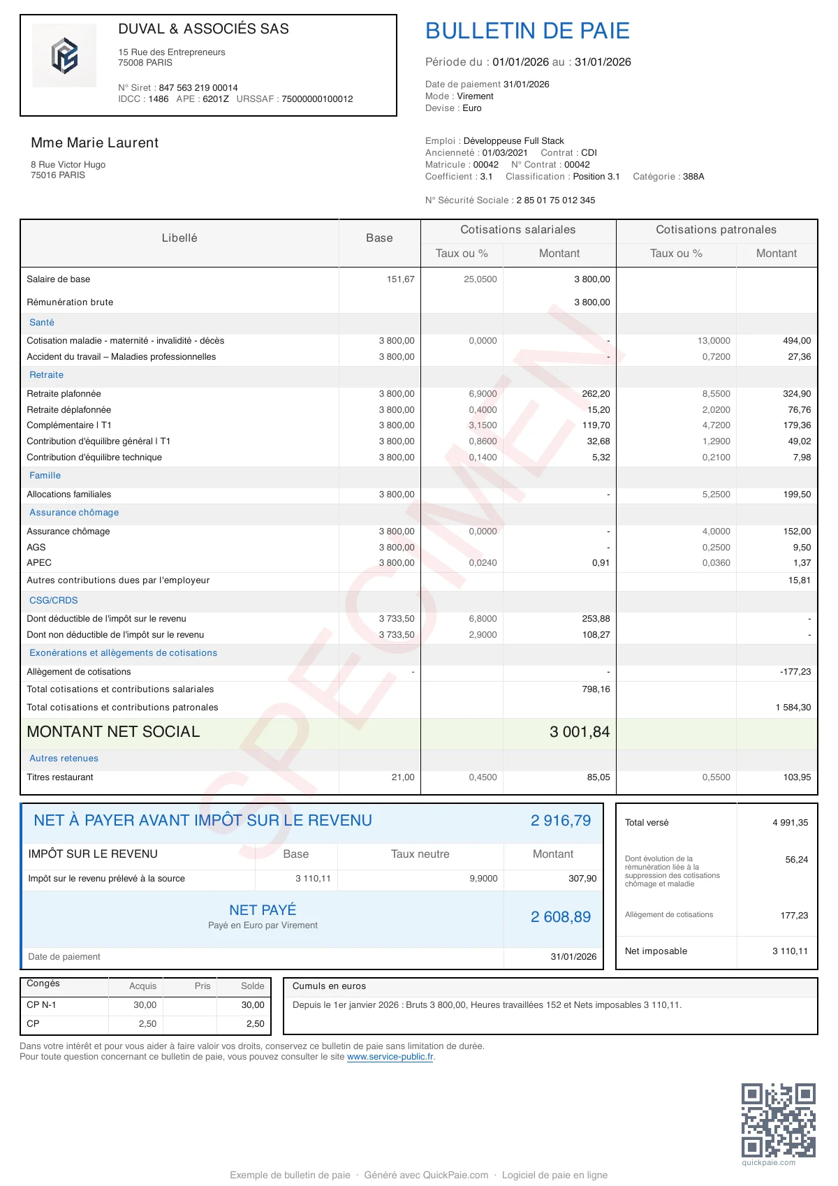 Exemple Cadre Syntec + Titres restaurant